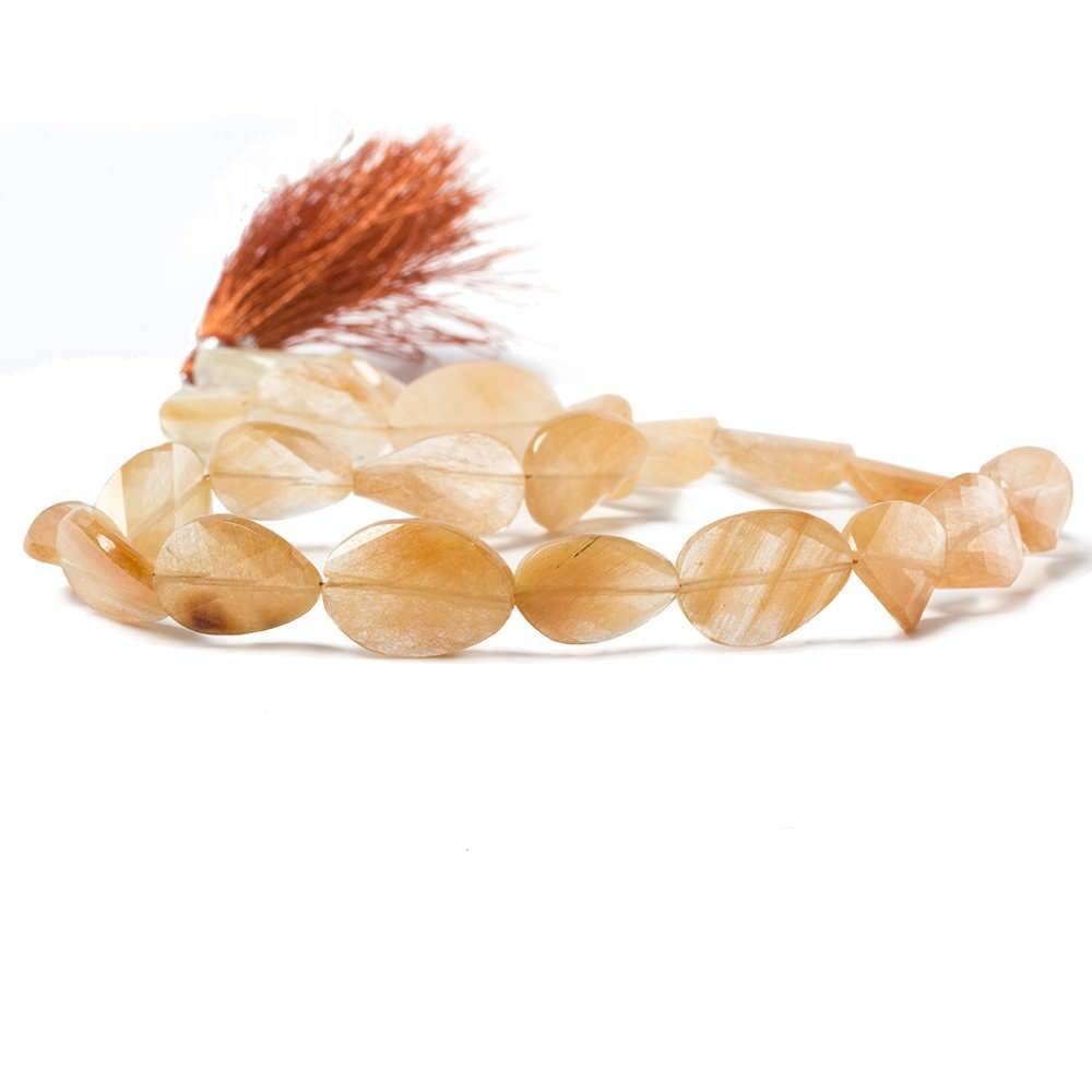 13–17mm Butterscotch Rutilated Quartz Faceted Oval Twist Beads, 14-Inch Strand