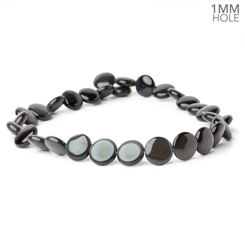 Rainbow Obsidian Smooth Coin Beads, 13.5mm, 16-Inch Strand