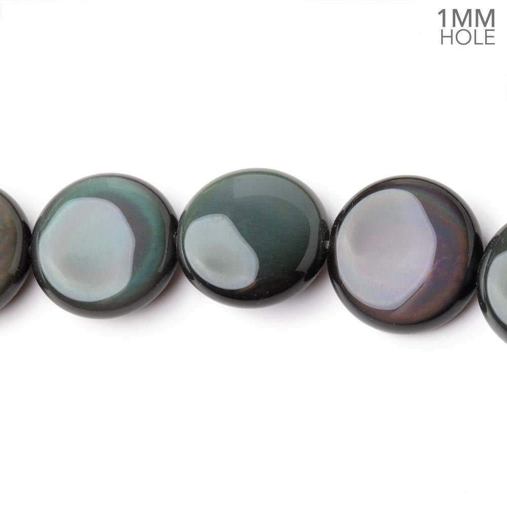 Rainbow Obsidian Smooth Coin Beads, 13.5mm, 16-Inch Strand