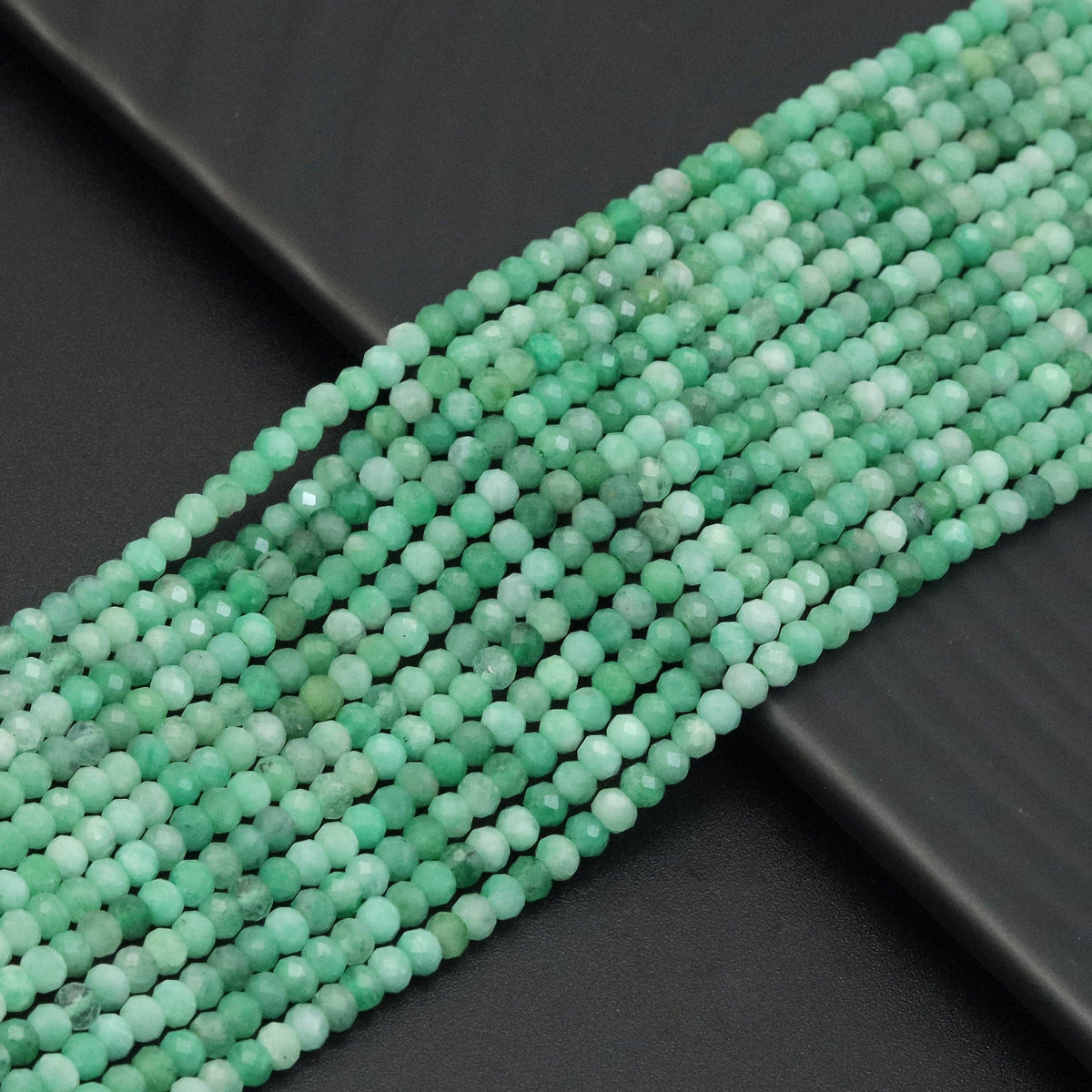 Emerald Faceted Rondelle Bead Strand – 2 × 3mm or 3 × 4mm
