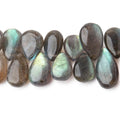 12x8–16x9mm Labradorite Smooth Pear Beads, 8-Inch Strand