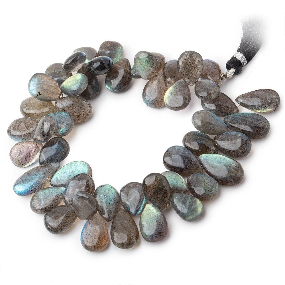 12x8–16x9mm Labradorite Smooth Pear Beads, 8-Inch Strand