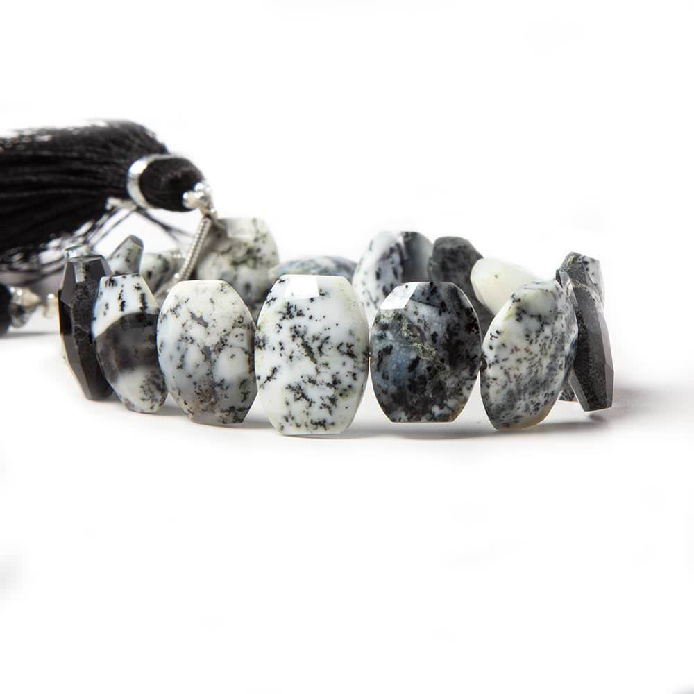 13x10mm Dendritic Opal Side-Drilled Faceted Cushion Beads, 7-Inch Strand