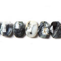 13x10mm Dendritic Opal Side-Drilled Faceted Cushion Beads, 7-Inch Strand
