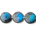 14-15mm Labradorite Faceted Coin Beads 7.5 inch 13 pieces