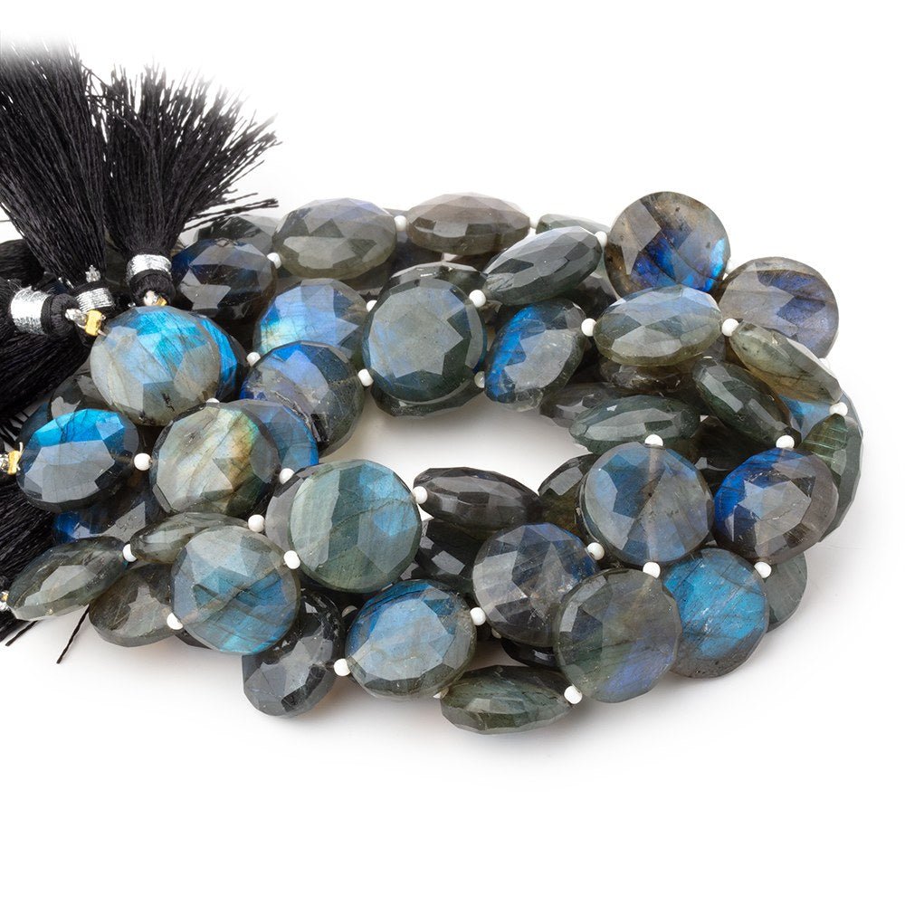 14-15mm Labradorite Faceted Coin Beads 7.5 inch 13 pieces