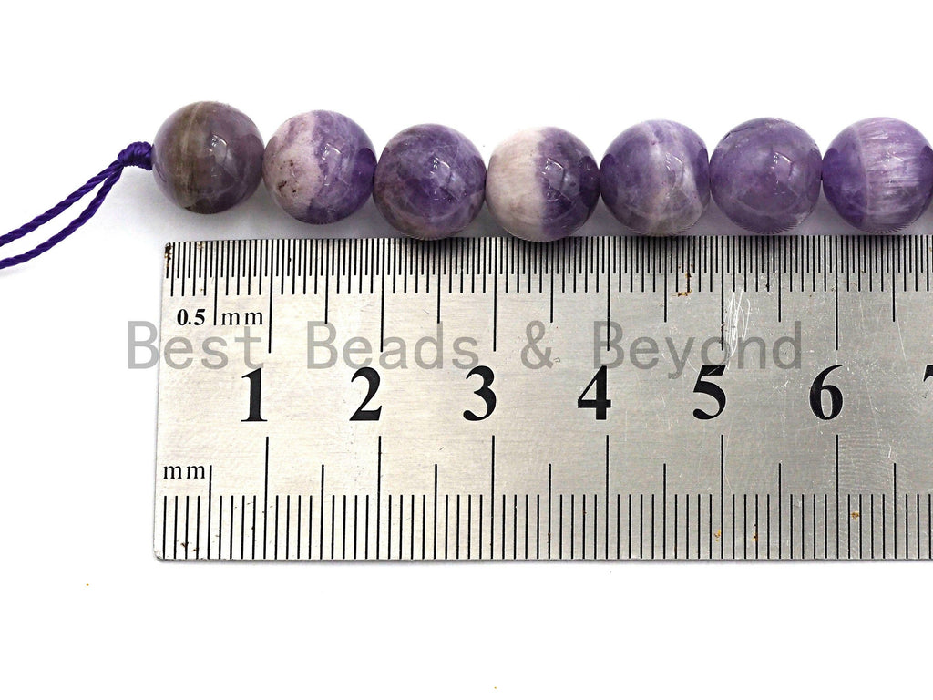 Natural Amethyst Smooth Round Beads, 6–12mm, 15–16-Inch Strand