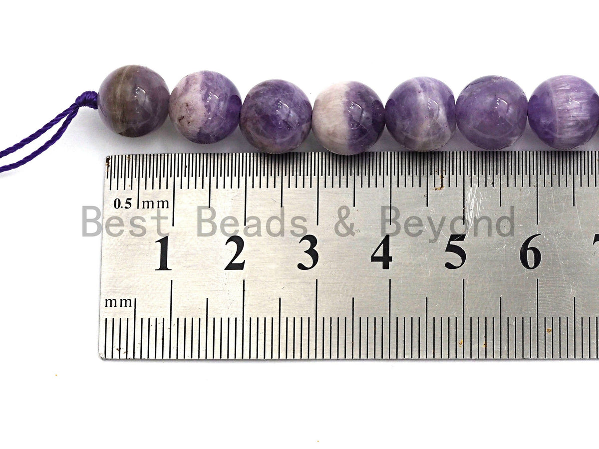 Natural Amethyst Smooth Round Beads, 6–12mm, 15–16-Inch Strand