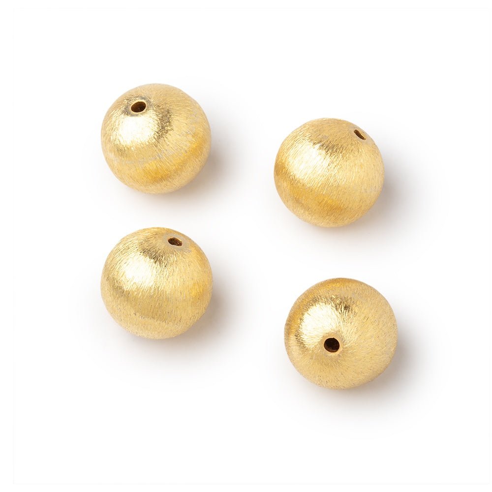 14mm 22kt Plated Copper Brushed Round Beads Set of 4 pieces