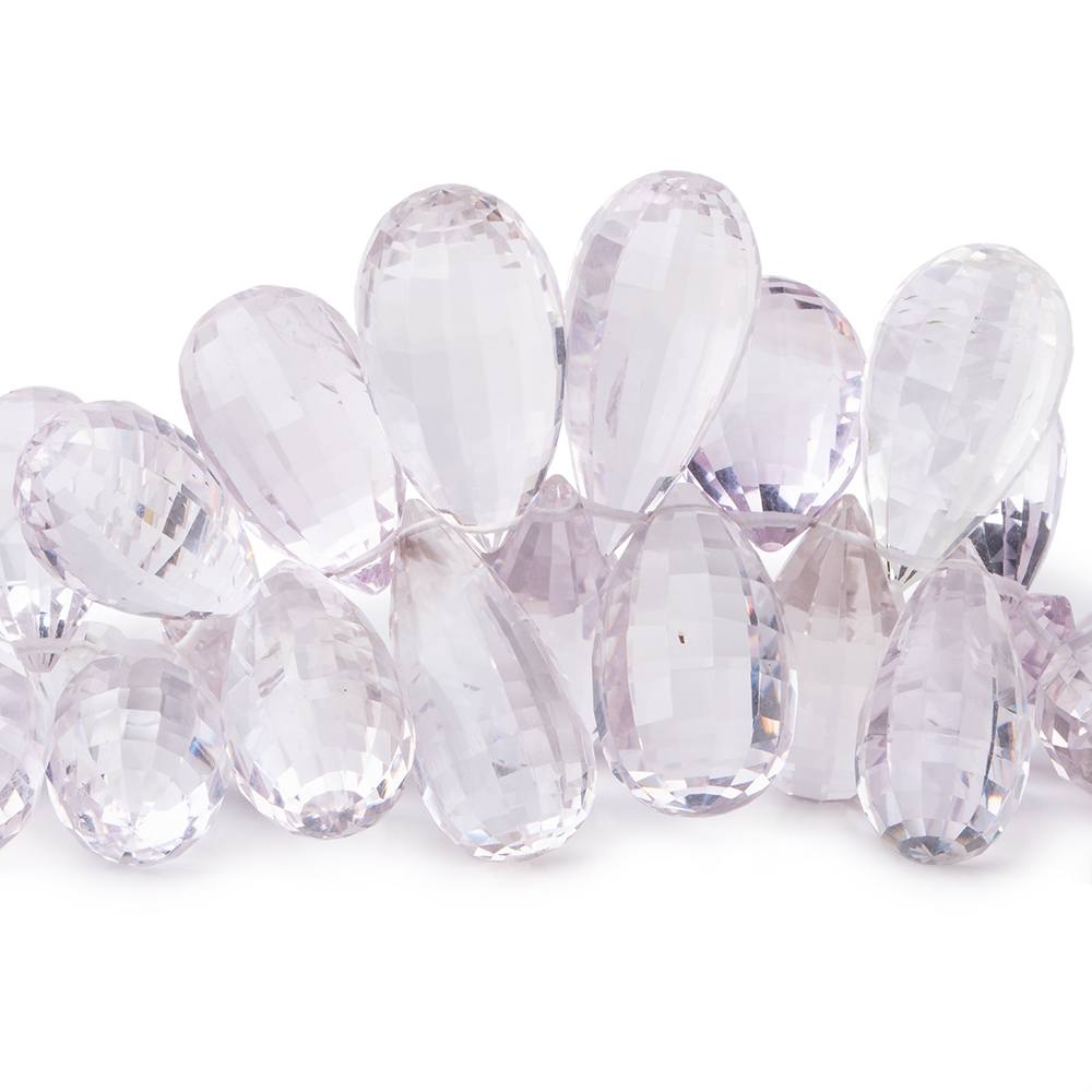 Pink Amethyst Checkerboard-Faceted Teardrop Beads, 8-Inch Strand