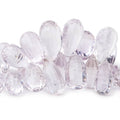Pink Amethyst Checkerboard-Faceted Teardrop Beads, 8-Inch Strand