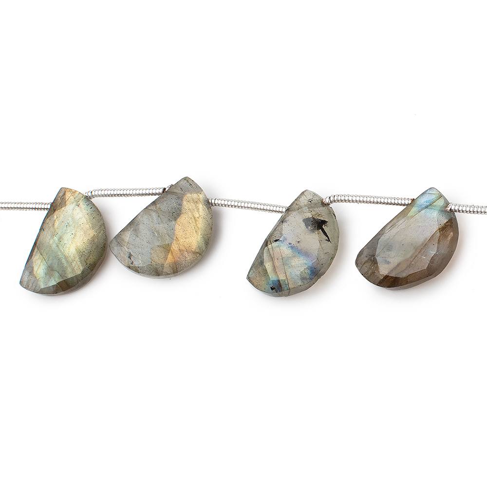 14x9mm Labradorite Corner-Drilled Faceted Half-Moon Beads, 8-Inch Strand