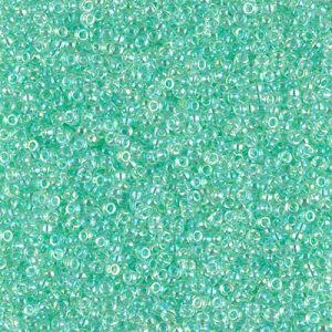 Miyuki 15-271   15/0 Light Mint Green Lined Crystal AB Glass Seed Beads - 5 gm