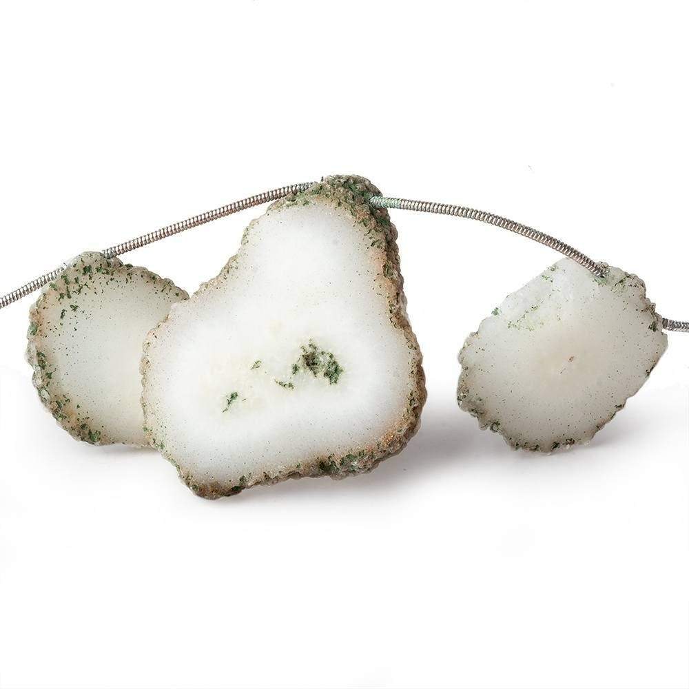 15–40mm Chlorite Solar Quartz Top-Drilled Slice Beads, 18-Inch Strand