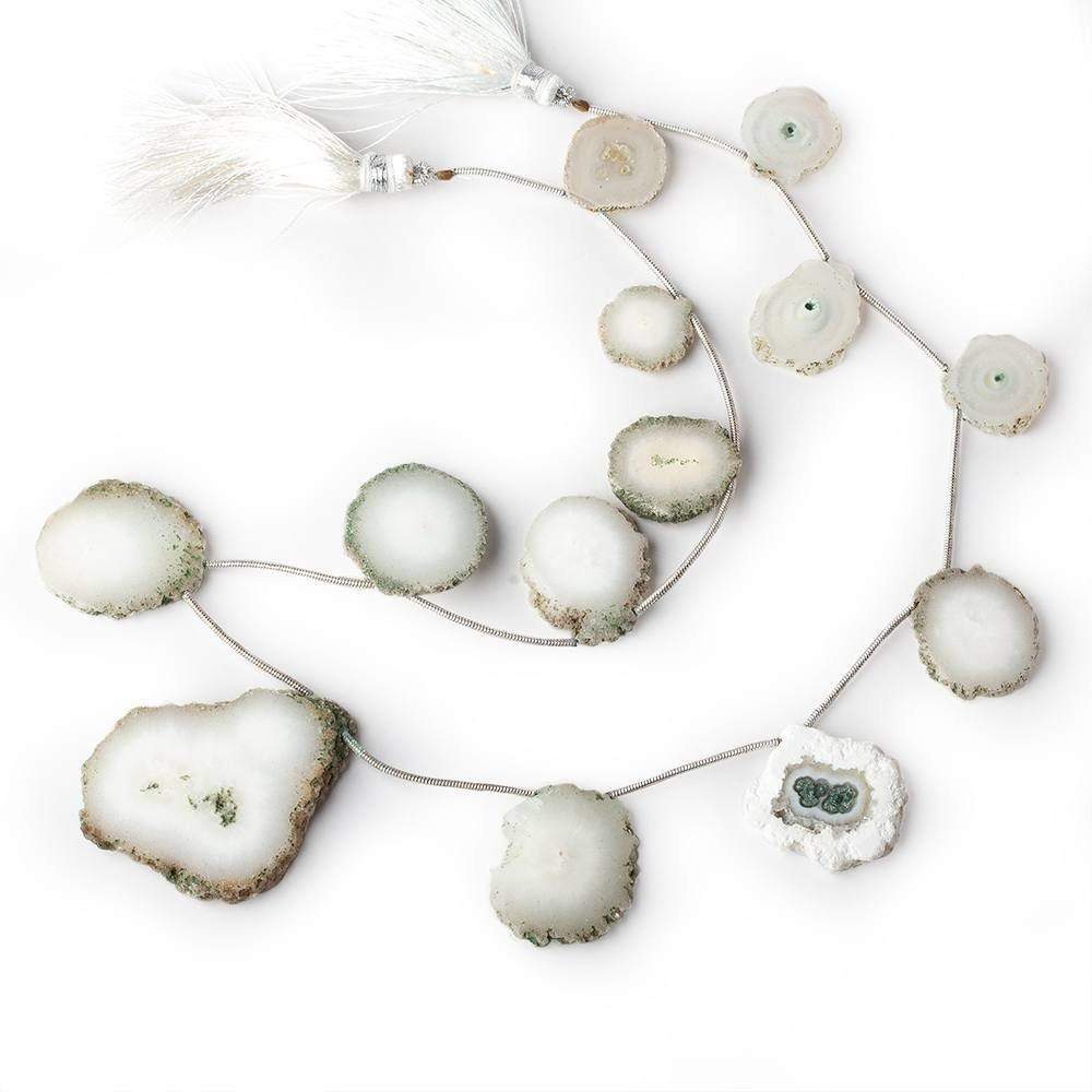 15–40mm Chlorite Solar Quartz Top-Drilled Slice Beads, 18-Inch Strand