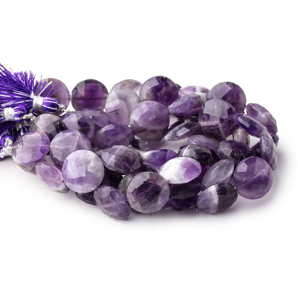 15mm Cape Amethyst Faceted Coin Beads, 8-Inch Strand