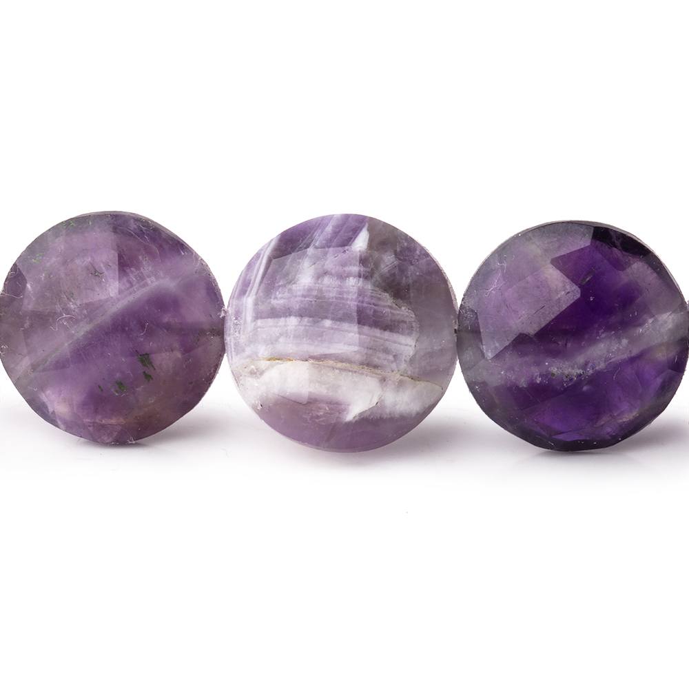 15mm Cape Amethyst Faceted Coin Beads, 8-Inch Strand