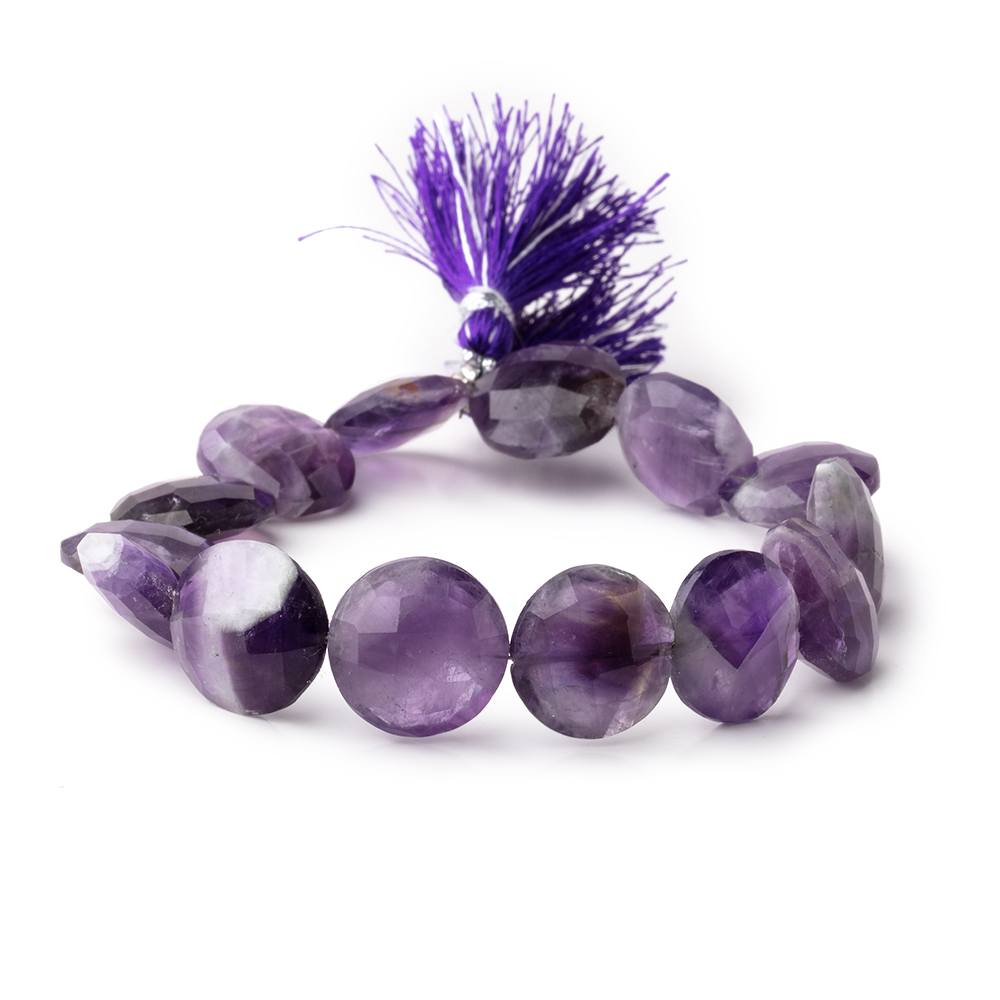 15mm Cape Amethyst Faceted Coin Beads, 8-Inch Strand