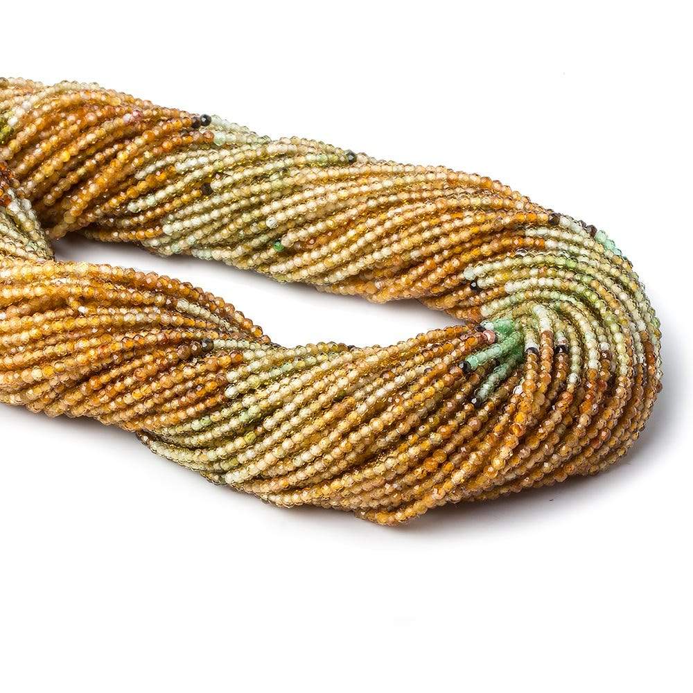Multicolor Tourmaline Micro-Faceted Round Beads, 1.5mm, 13-Inch Strand