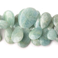 Milky Aquamarine Faceted Pear Beads, 15x10–26x18mm, 5.5-Inch Strand