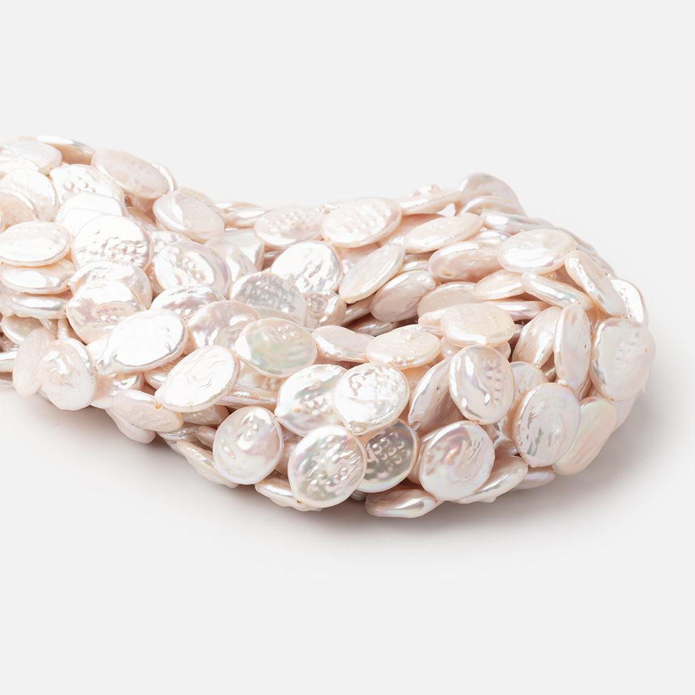 15x13-17x14mm Ros√© White Oval Freshwater Pearls 16 inch 23 Beads