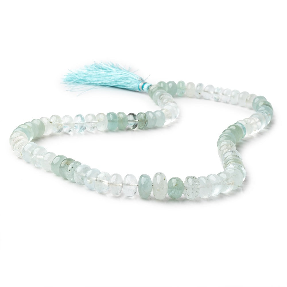 Shaded Aquamarine Smooth Rondelle Beads, 9–13mm, 18-Inch Strand