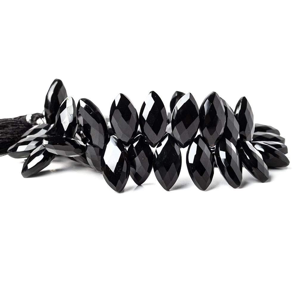 Black Onyx Top-Drilled Faceted Marquise Beads, 16–18x9mm, 8.5-Inch Strand