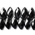 Black Onyx Top-Drilled Faceted Marquise Beads, 16–18x9mm, 8.5-Inch Strand