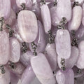 16x9-21x9mm Kunzite elongated plain nugget Black Gold .925 Silver Chain by the foot 13 beads A