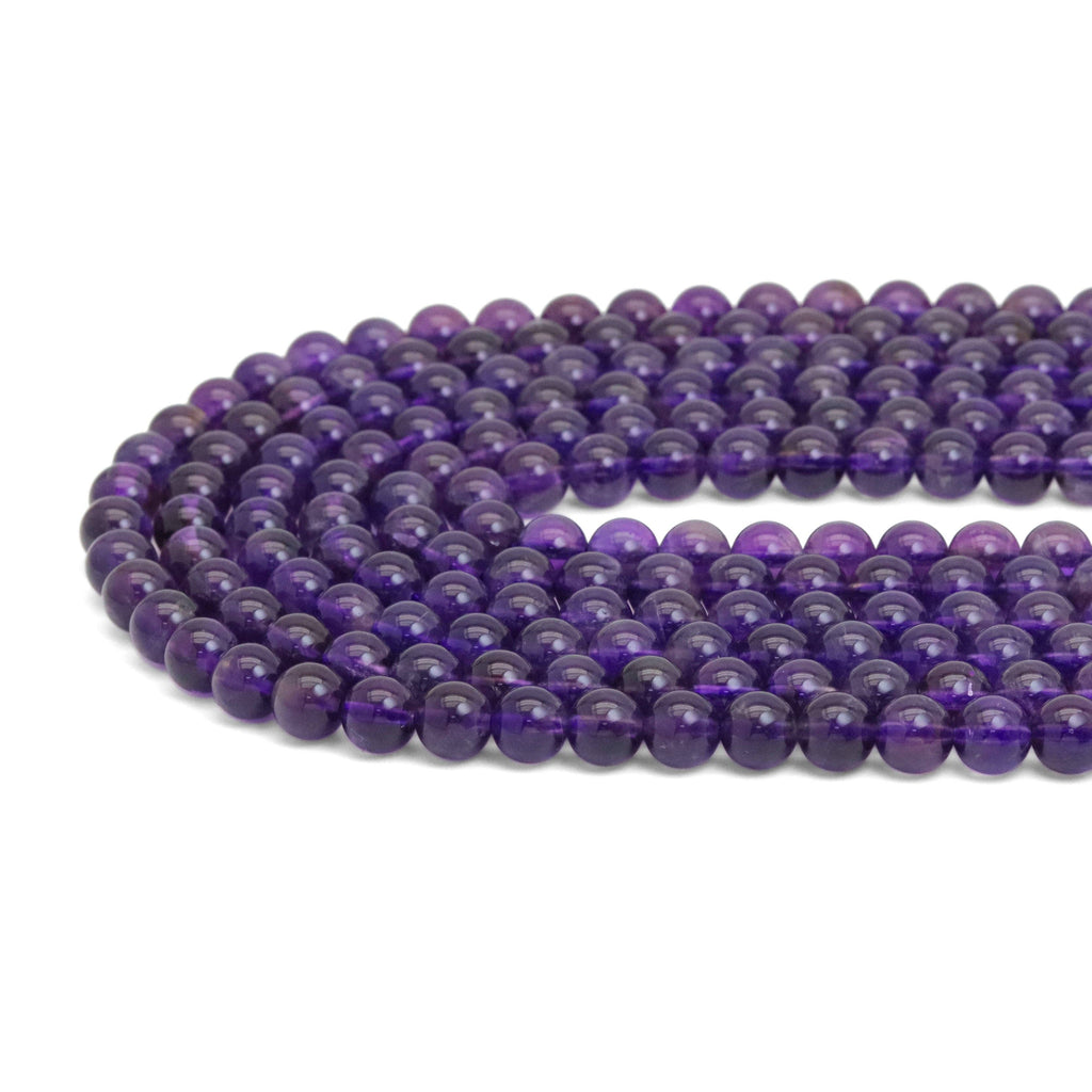 Amethyst Smooth Round Beads, 4–14mm, 15–16-Inch Strand