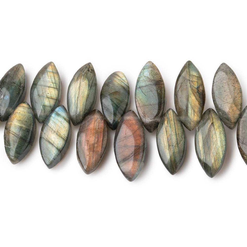 12x5–14x6mm Labradorite Unfaceted Marquise Beads, 7-Inch Strand