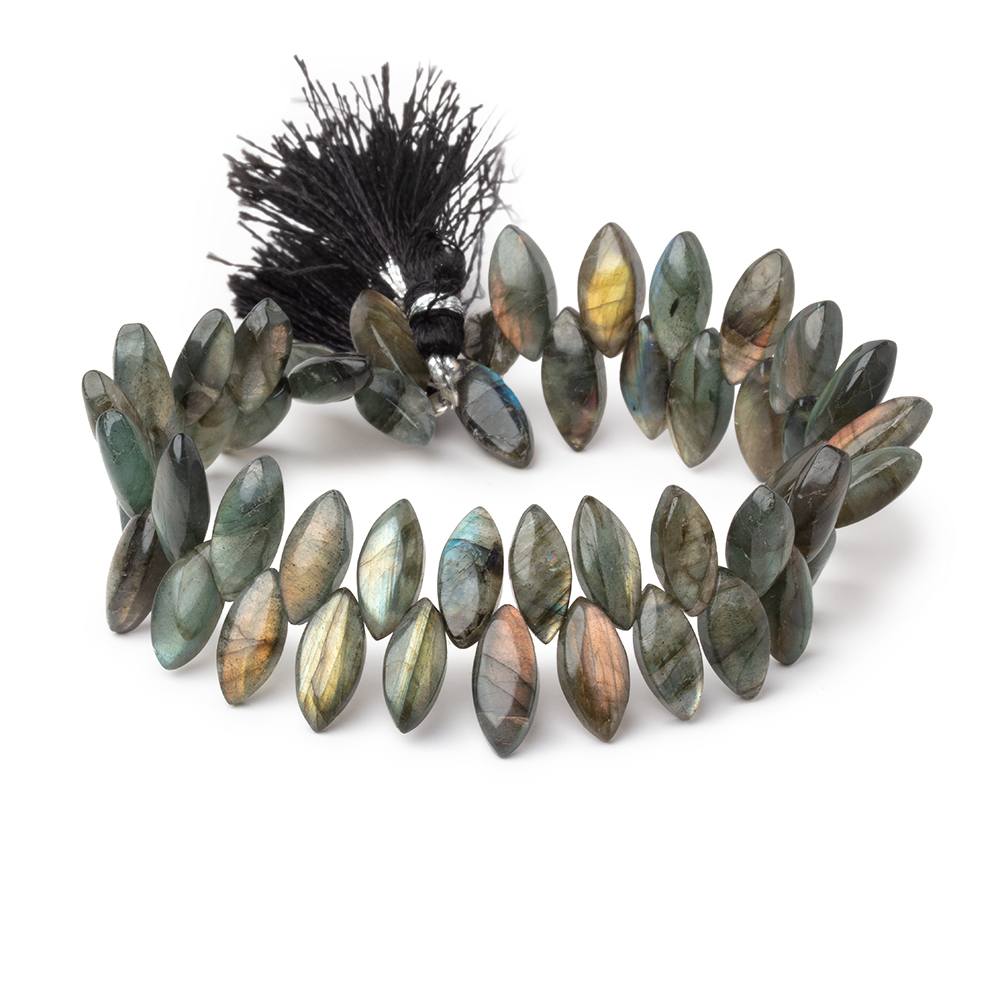 12x5–14x6mm Labradorite Unfaceted Marquise Beads, 7-Inch Strand