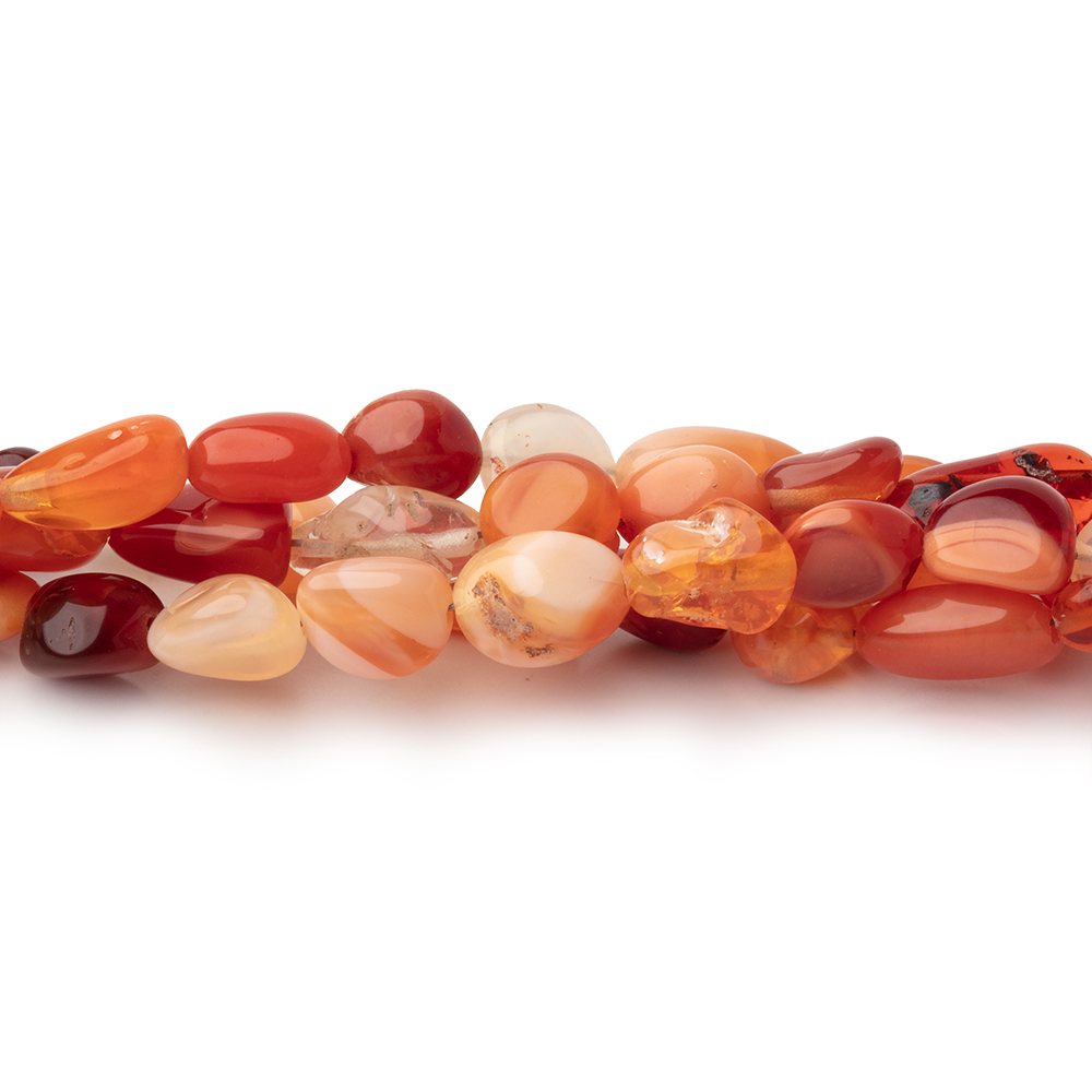 5x5–8x6mm Mexican Fire Opal Smooth Nugget Beads, 18-Inch Strand