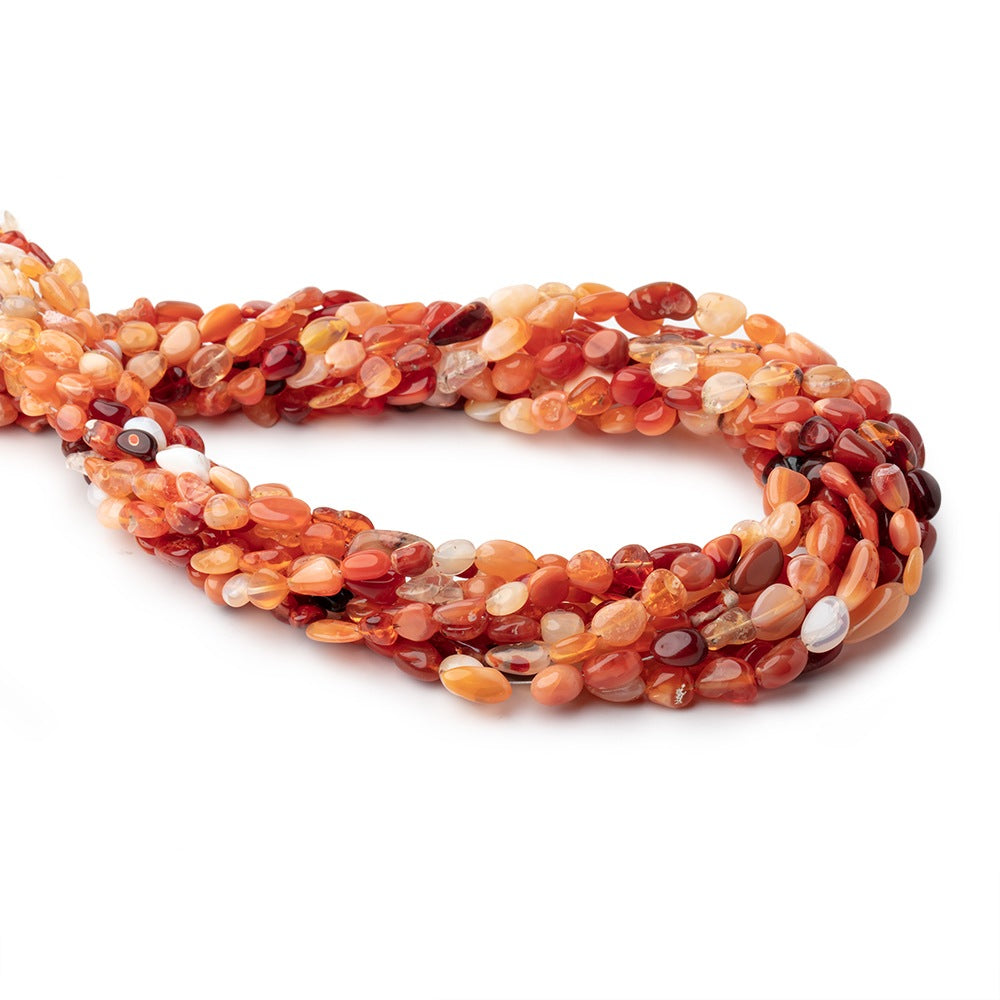 5x5–8x6mm Mexican Fire Opal Smooth Nugget Beads, 18-Inch Strand