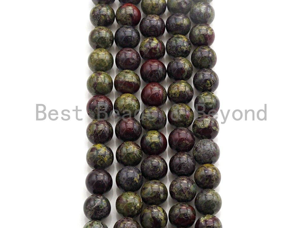Natural Dragon Blood Jasper Smooth Round Beads, 15.5-Inch Strand
