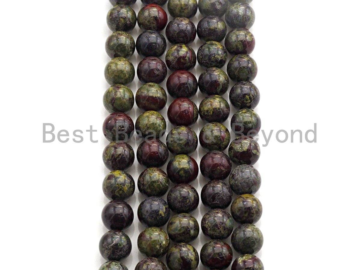 Natural Dragon Blood Jasper Smooth Round Beads, 15.5-Inch Strand