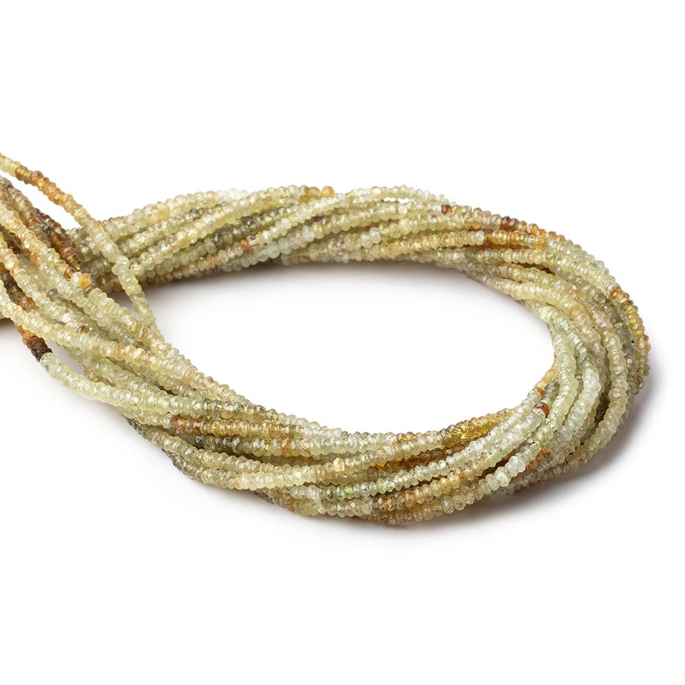 Multi-Tonal Grossular Garnet Faceted Rondelle Beads, 3mm, 13-Inch Strand