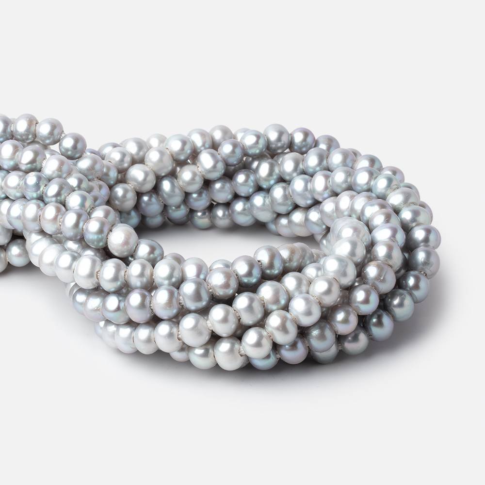 Tri-tone Silver Large-Hole Freshwater Pearl Strand – 8–9mm, 15 Inch