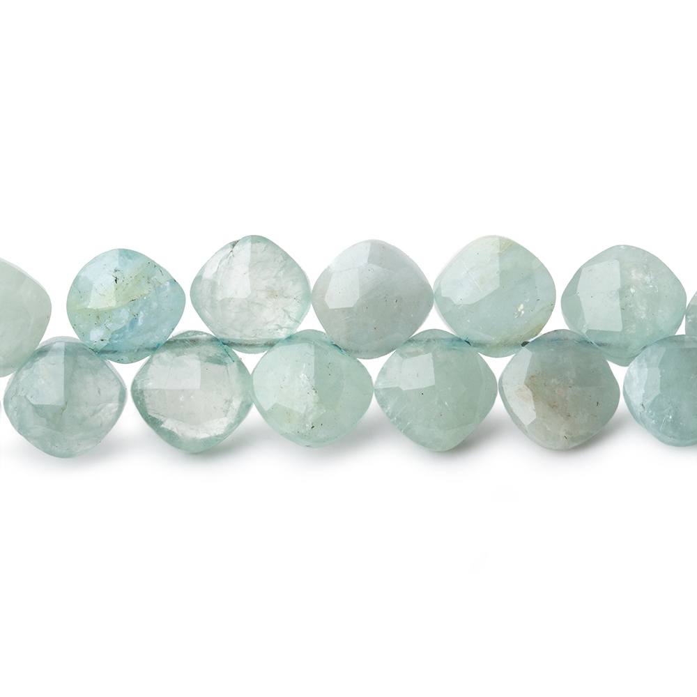 6.5mm Milky Aquamarine faceted pillow beads 7.5 inch 51 pieces A