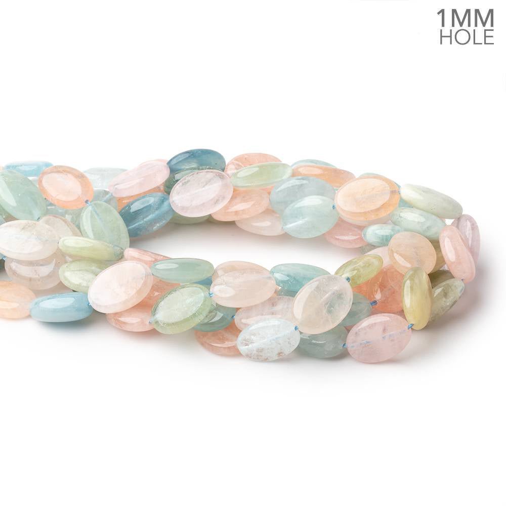 18x13mm Multi Color Beryl Plain Oval 15.5 inch 23 Beads 1mm Drill Hole