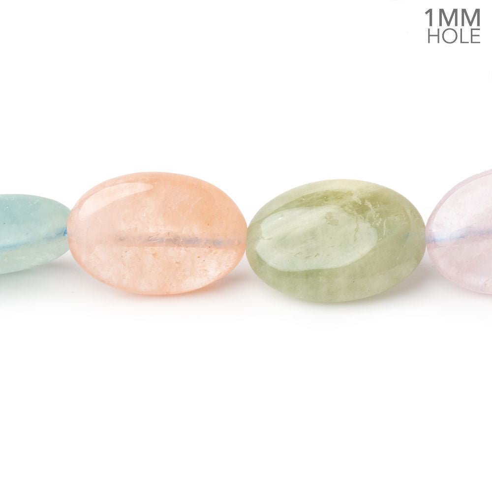 18x13mm Multi Color Beryl Plain Oval 15.5 inch 23 Beads 1mm Drill Hole