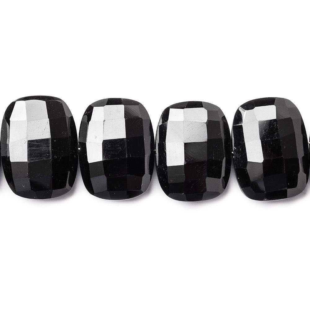 Black Onyx Side-Drilled Faceted Cushion Beads, 19x14mm, 8-Inch Strand