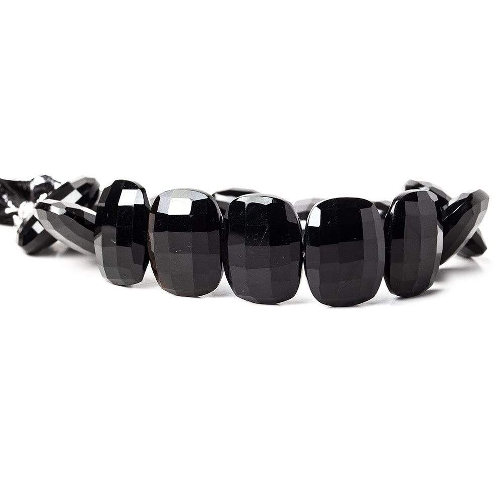 Black Onyx Side-Drilled Faceted Cushion Beads, 19x14mm, 8-Inch Strand
