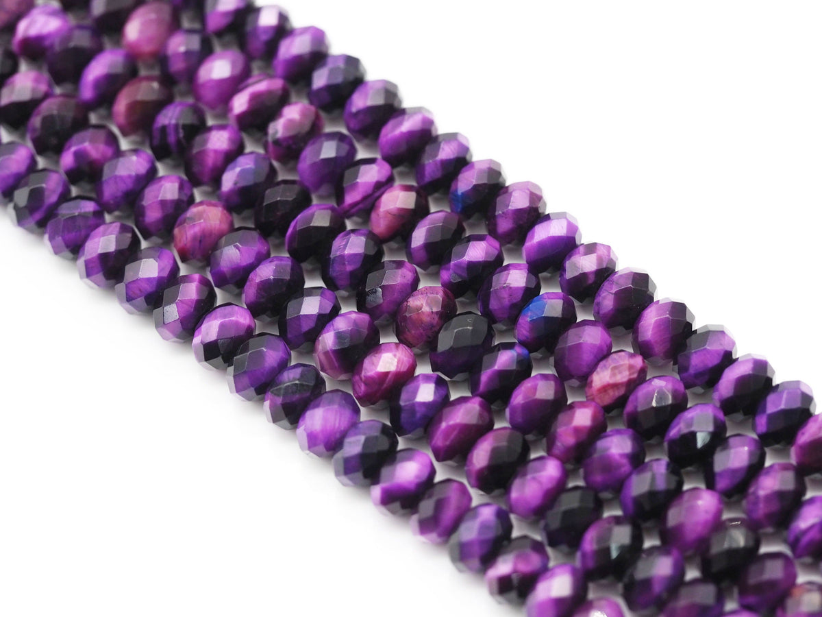Purple Tiger’s Eye Faceted Rondelle Beads, 15–16-Inch Strand
