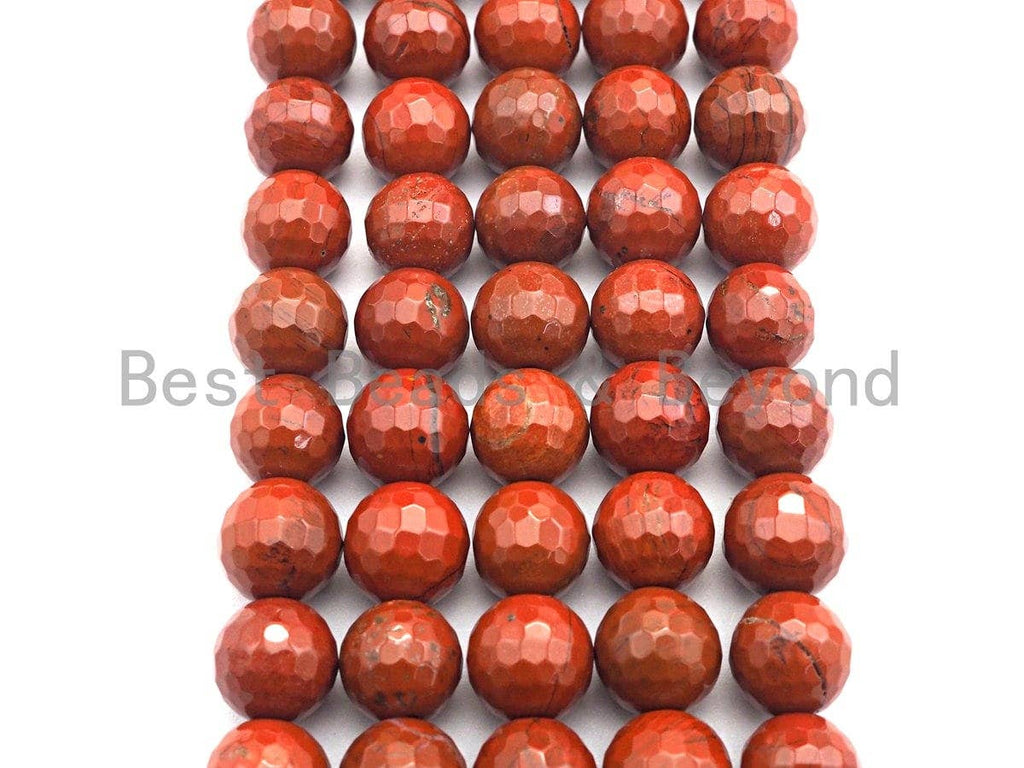 Red Jasper Faceted Round Beads, 15–16-Inch Strand