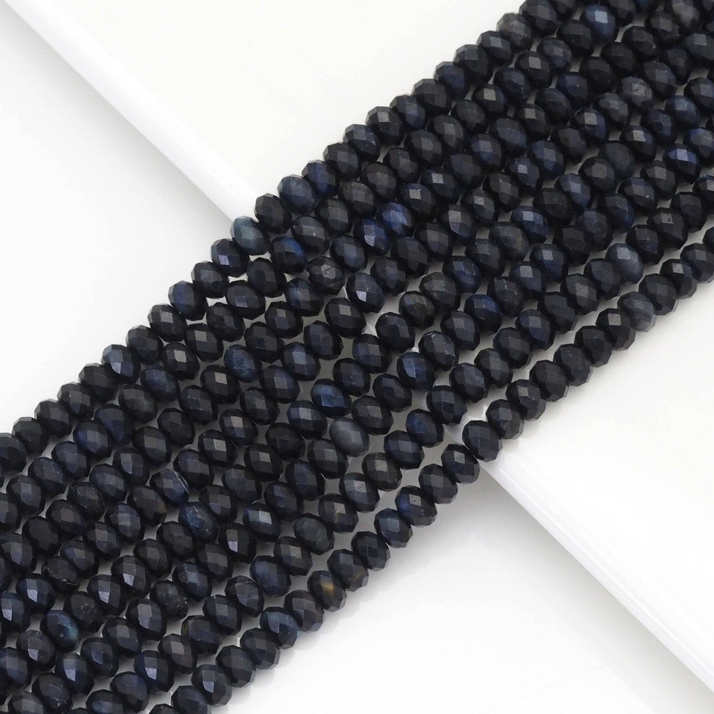 Blue Tiger’s Eye Faceted Rondelle Beads, 4 × 6mm, 15–16-Inch Strand