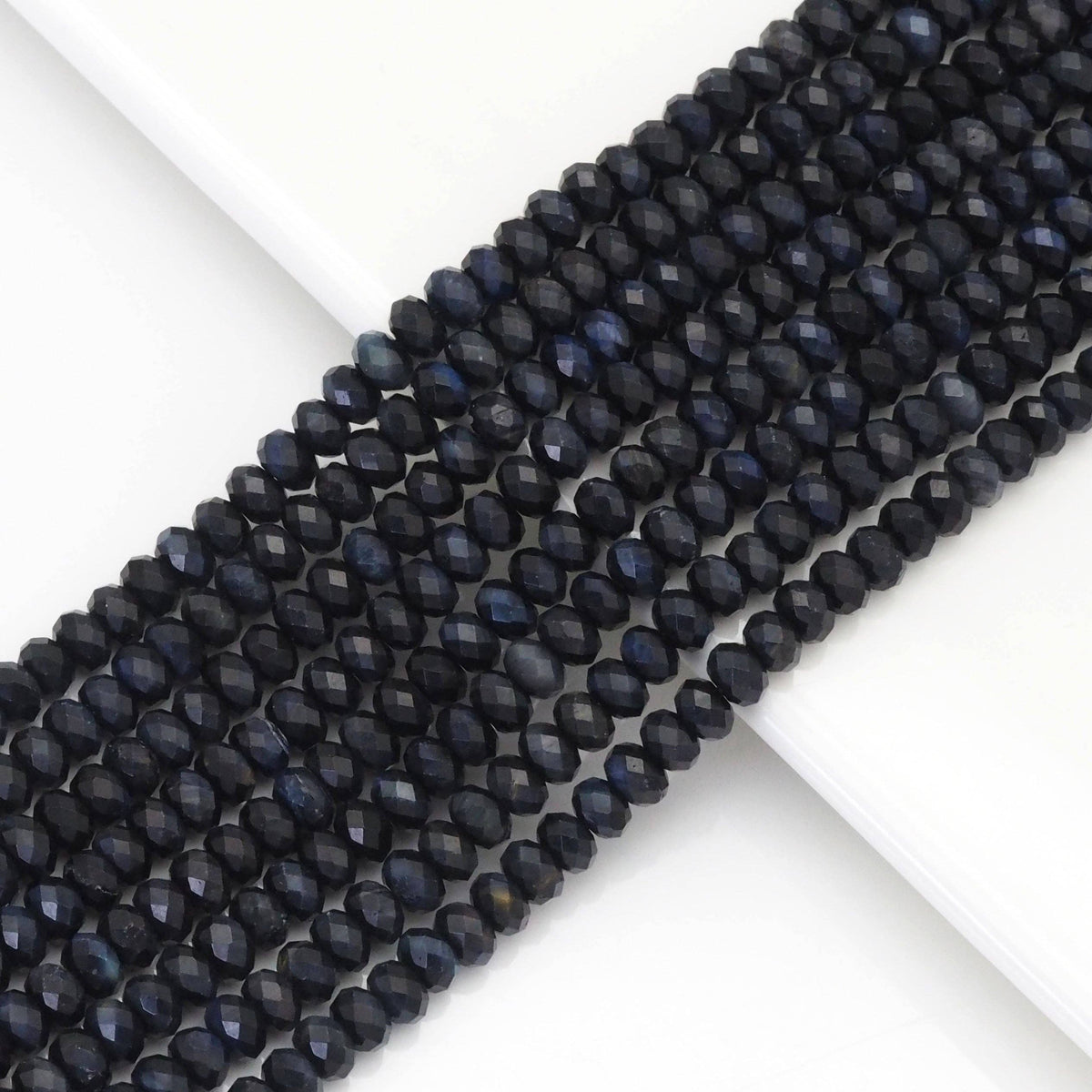 Blue Tiger’s Eye Faceted Rondelle Beads, 4 × 6mm, 15–16-Inch Strand