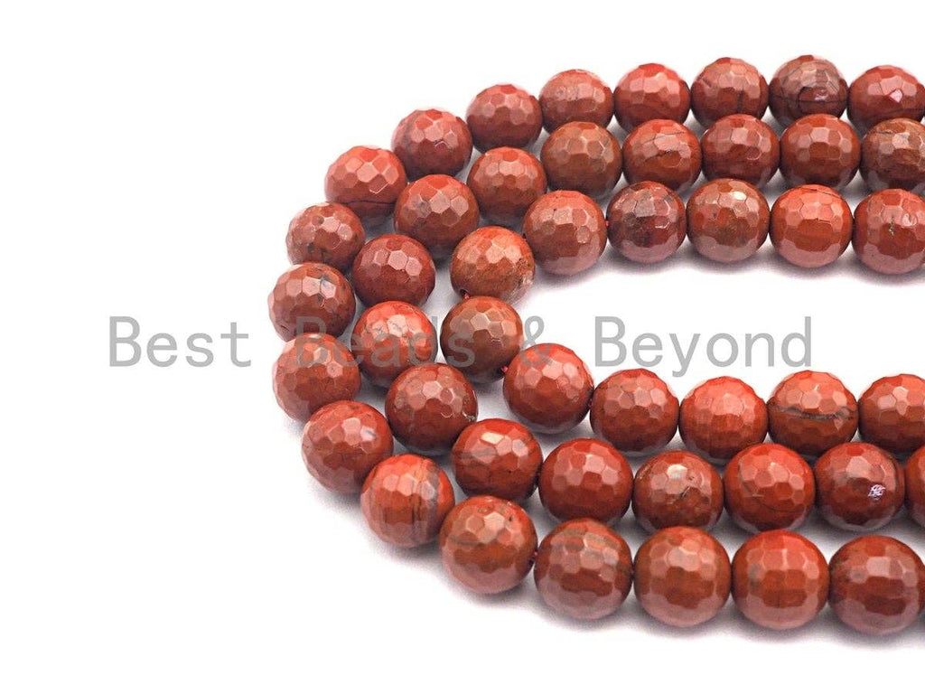 Red Jasper Faceted Round Beads, 15–16-Inch Strand