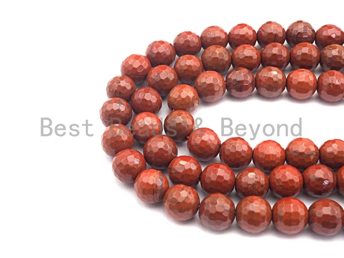 Red Jasper Faceted Round Beads, 15–16-Inch Strand
