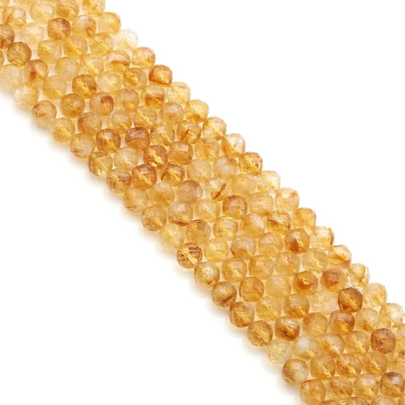 8mm Citrine Faceted Round Beads, 15–16-Inch Strand